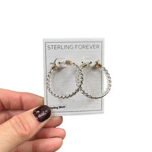 Sterling Forever Hoop Earrings Braided Sterling Silver Lead Free Nickel Free 1”